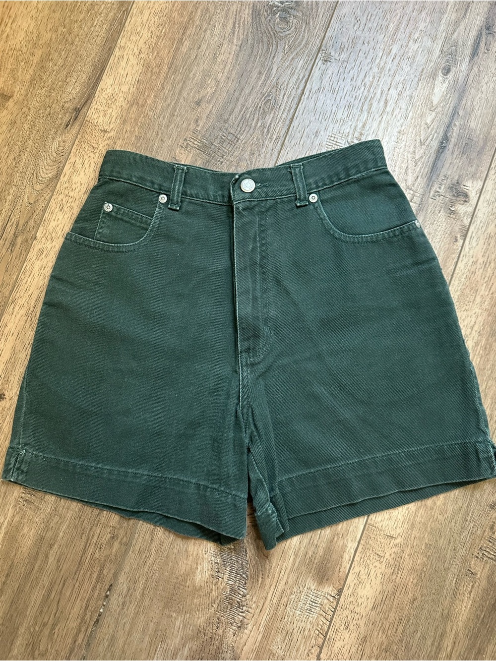 Vintage High Sierra Shorts, 90's, Denim, High-Waisted, Dark Green, Size 6